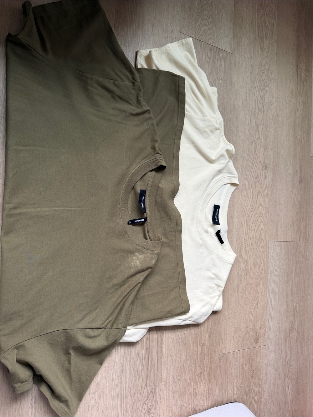 Bundle  Essentials Olive Green Short-Sleeve Crew T-Shirt & beige short sleeve